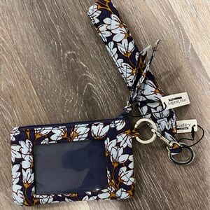 Vera Bradley Floral ID Case and Lanyard - Navy and White